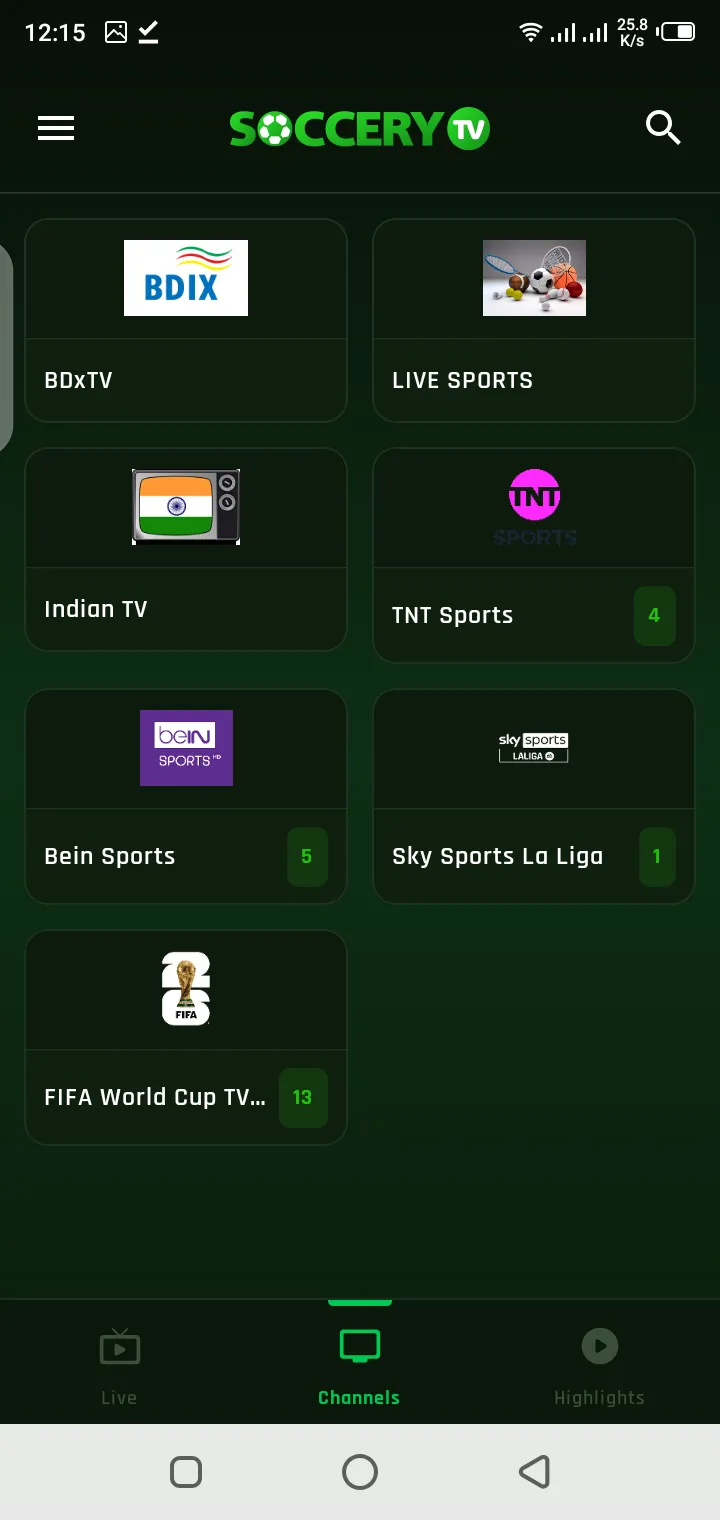 Soccer TV HD download screen